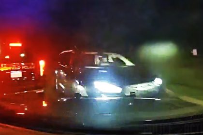 Tire Theft Suspect Crashes into Officers Then Tries to Swim Away