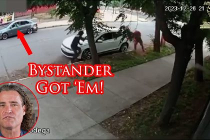 Bystander Makes Carjacker Take the Sidewalk Temperature Challenge!