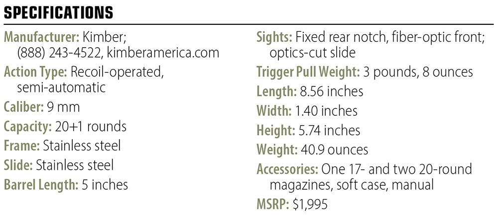 Kimber 2K11 specs