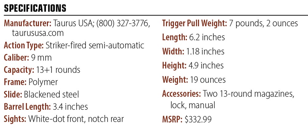 Taurus GX2 specs